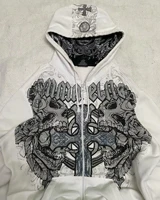 American Y2K New Hip Hop Trend Zipper Hoodie Women Street Casual Loose Joker Vintage Sweatshirt Unisex Fleece Padded Warm Hoodie - Image 2