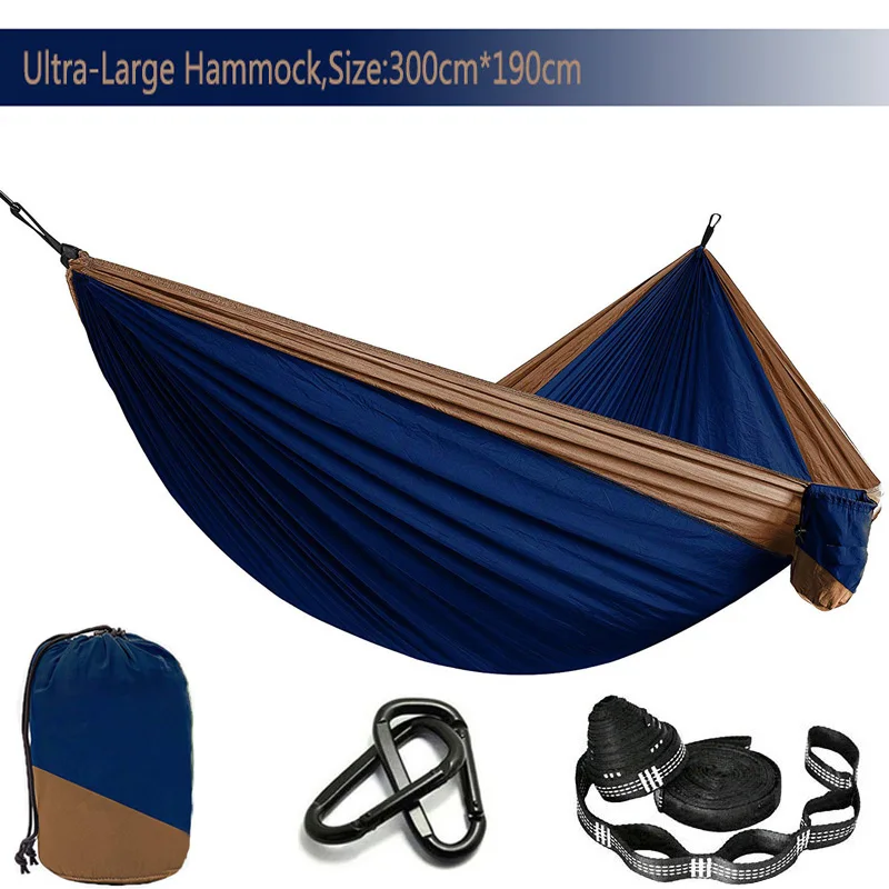 Solid Color Parachute Hammock with Hammock straps and Black carabiner Camping Survival travel Double Person outdoor furniture 