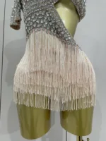 Luxury Sparkly Rhinestones Sexy Mesh Tassels Bodysuit Gloves Women Eveing Birthday Party Nightclub Performance Stage Costume - Image 6