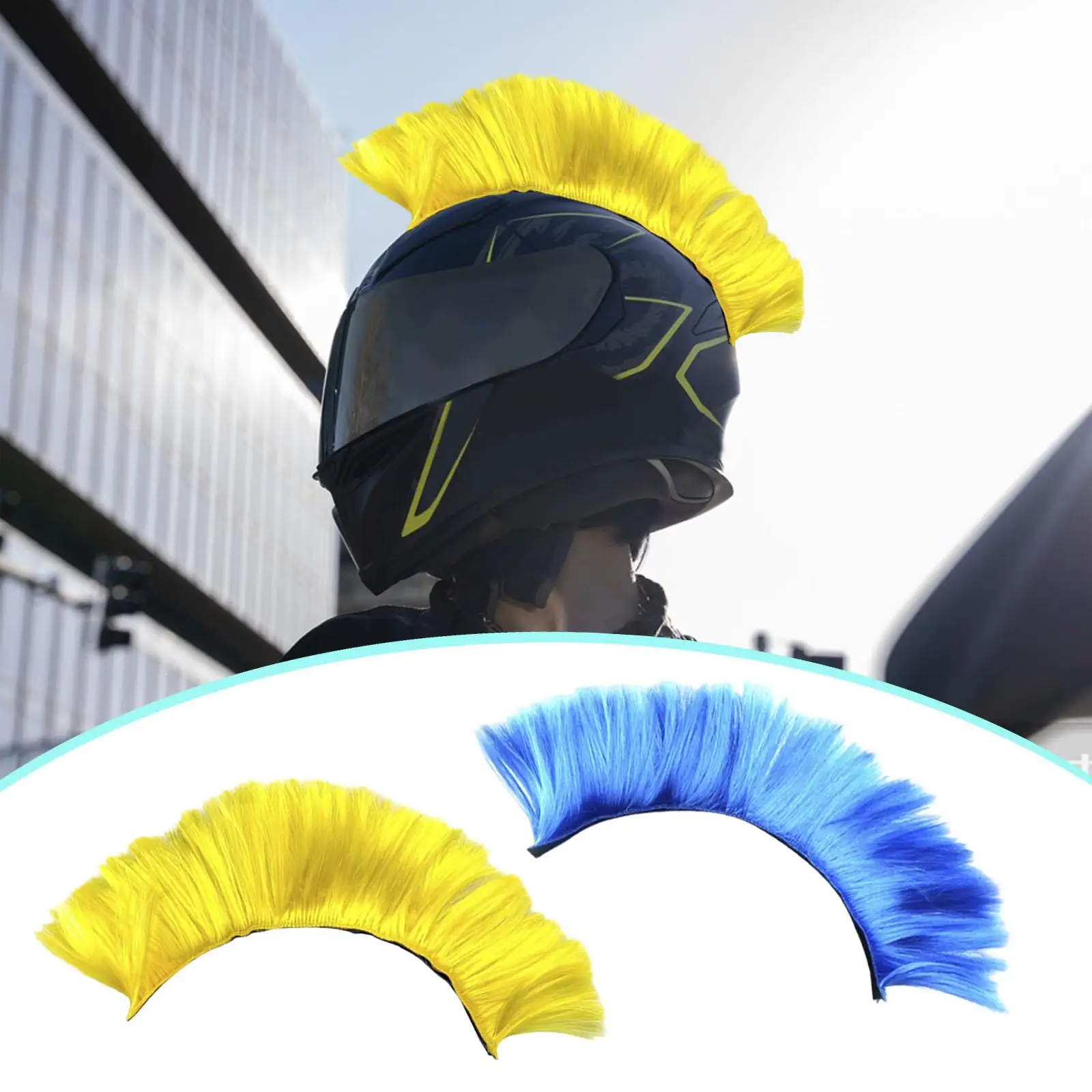 Helmet Wig Synthetic Cockscomb Hairpiece Motorcycle Helmet Accessory Retro Punk Mohawk for Biker Cosplay Party