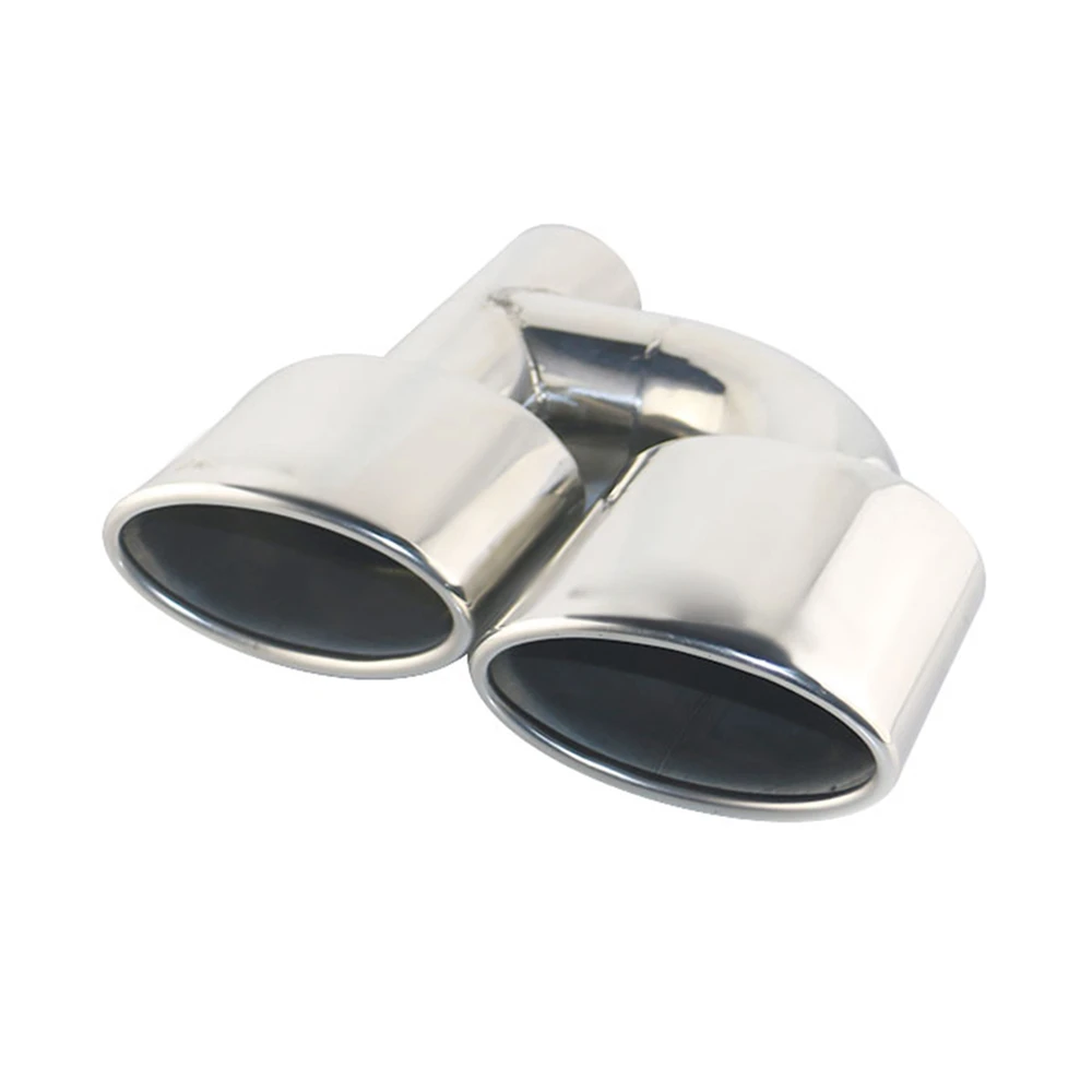 1Pair Stainless steel universal car Interface 63mm Dual Outlet Exhaust Tip Slant Rolled Edge Auto Muffler Tail Pipe accessories
