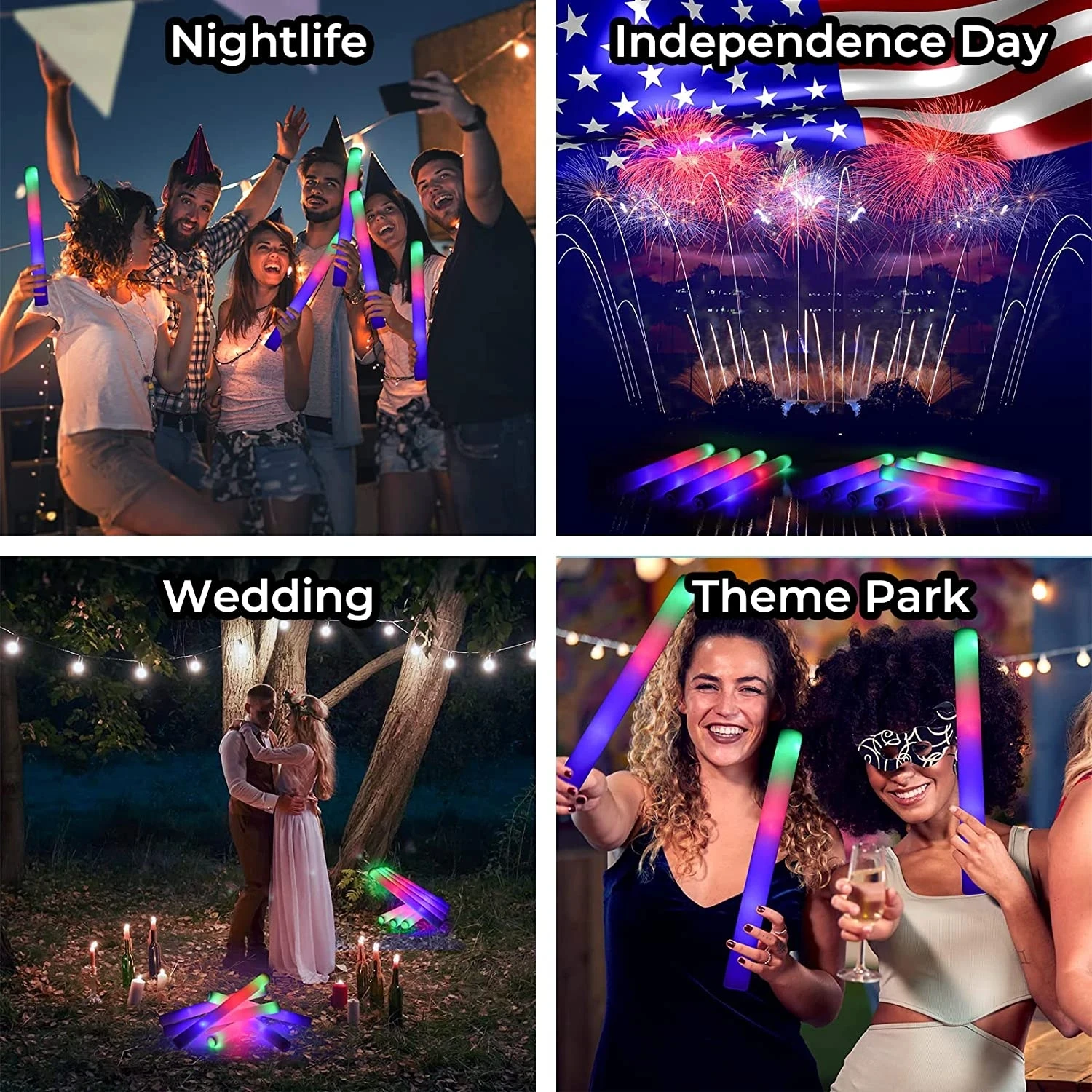 12/30/50/60pc LED Glow Sticks Colorful RGB Glow Foam Tubes Custom Exclusive Content for Christmas Birthday Wedding Party Supplie images - 6