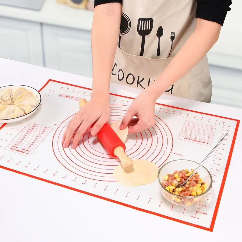 Silicone Dough Rolling Mat Non-stick Baking Kneading Pad with Scale Dumplings Pies Pizza Cooking Plate Kitchen Pastry Cake Tray