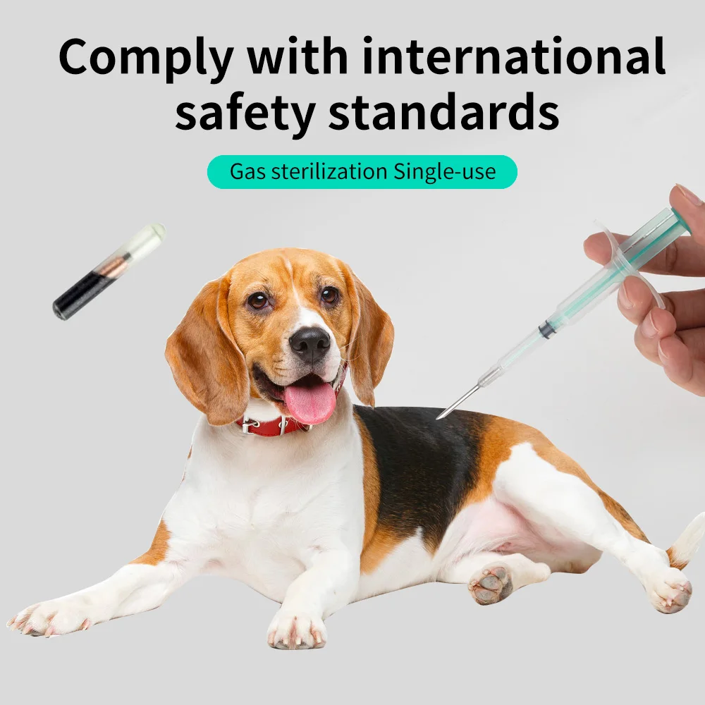 100 Packs Universal Standard Pet Microchip Syringe 134.2KHz ISO11784/5 FDX-B Pet ID Tags 15 Bit Microchip For Dog Cat Pig 3 Size