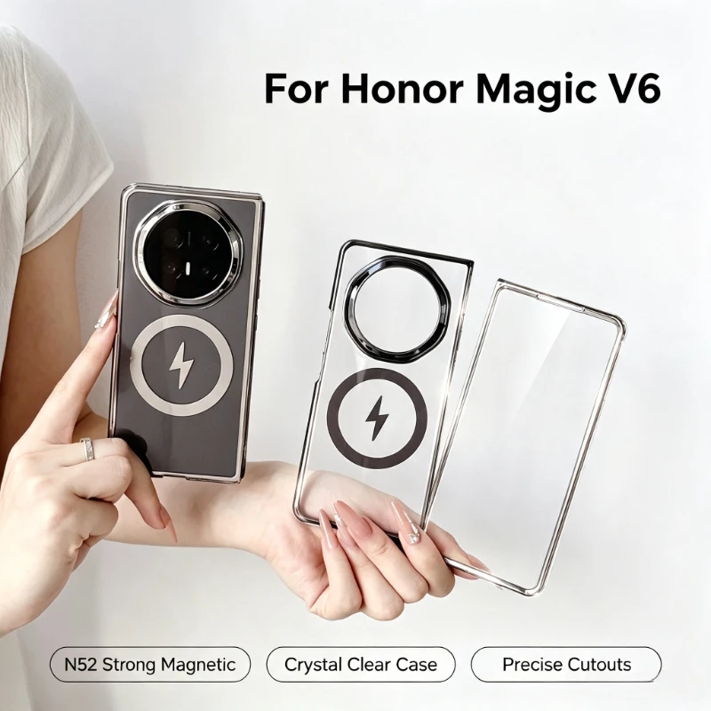Sleek Magnetic Plating Clear Shockproof Fashion Case