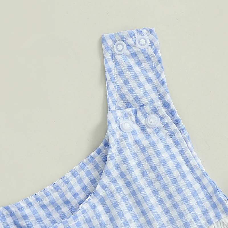 Summer Baby Clothes Newborn Boy Girl Smocked Bubble Romper Baseball Plaid Overall Infant Jumpsuit Outfit 5