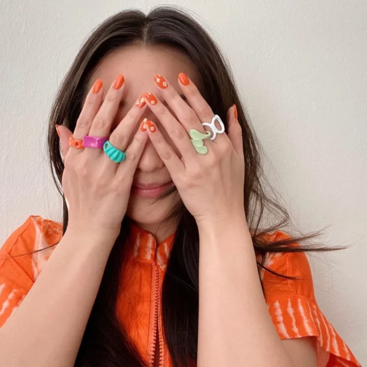 Colorful Ring Set Wholesale 2022 Summer Fashion Fruits Flowers Geometric Chain Candy Color Opening Rings Women Finger Jewelry