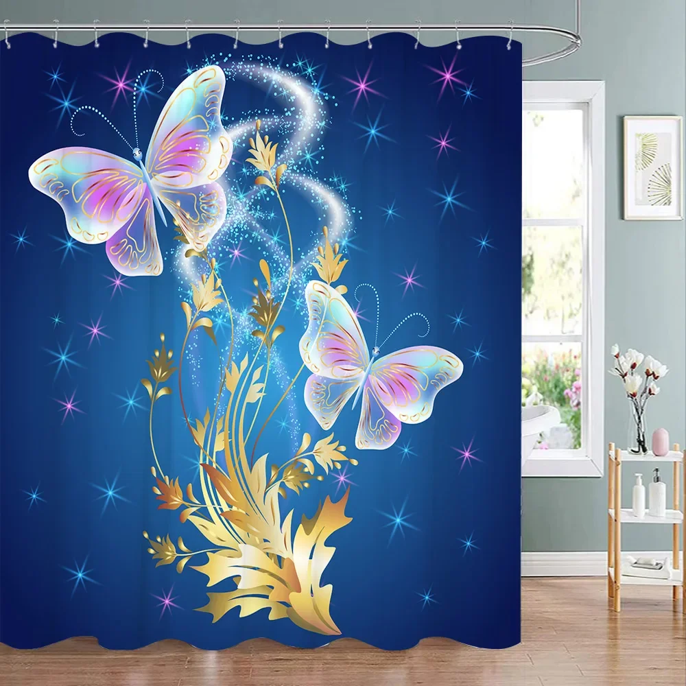 

Занавески для душа с 3d-рисунком бабочек, водонепроницаемые шторы из полиэстера, Frabic, домашний декор для ванной комнаты