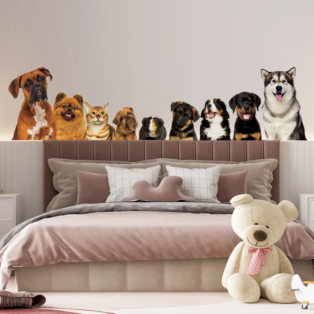 C309CuteCatsAndDogsWallStickerKidsRoomBackgroundHome