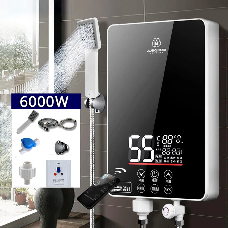 6000W Instant Water Heater for Bathroom Kitchen Electric Instant Shower  Heater Smart Touch with Temperature Display - AliExpress