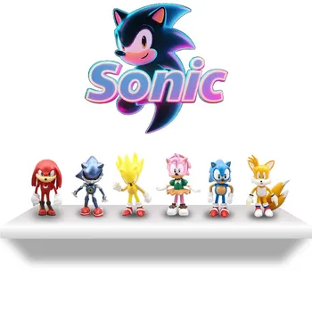 6/12pcs Set Mini Cute Sonic Pvc Character Toy Hedgehog Shadow Tail Figure ModelDolls Children Animal Toy Birthday Gift 5-6cm