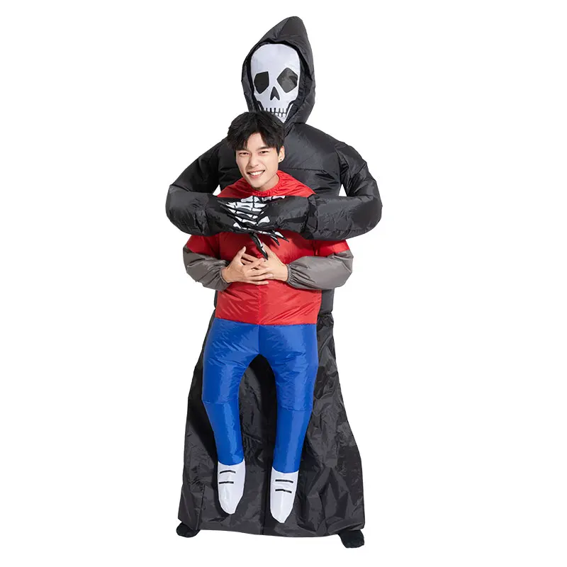 

[Have A Very Scary Effect ] Adult Inflatable Costume Purim Halloween Horrible Death Catch Cosplay Costume For Scary Ghost Dress