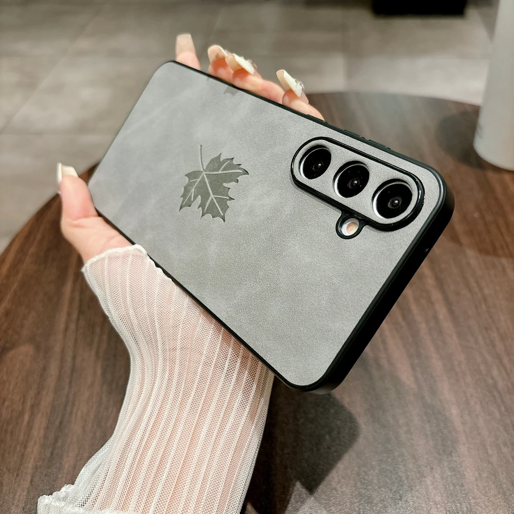 Retre Maple Leaves Design Leather Phone Case