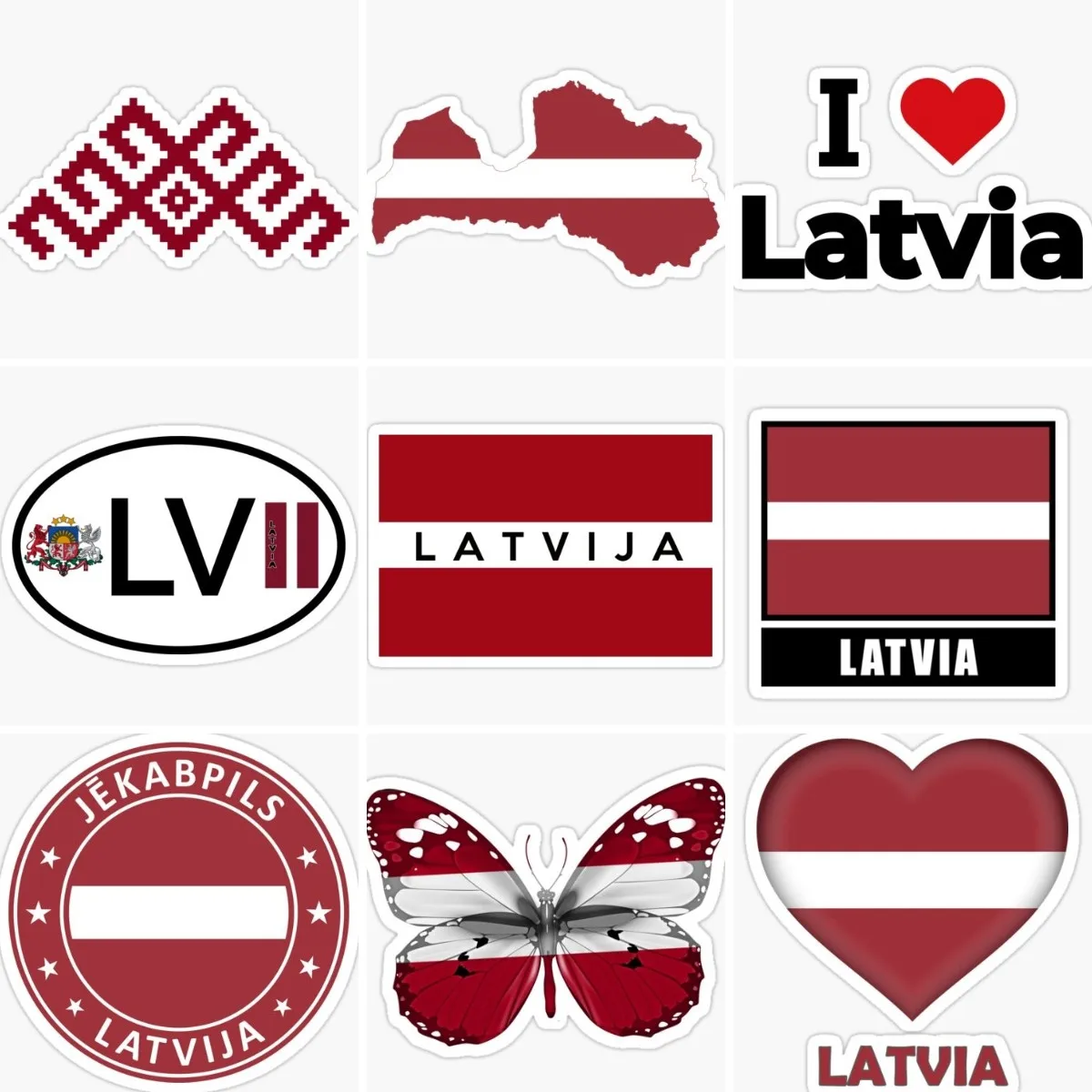 

Latvia Flag Map Emblem Stickers Car Window Truck Motorcycle Laptop Wall Bicycle Helmet Door Helmet Off-road PVC Decal Assecories