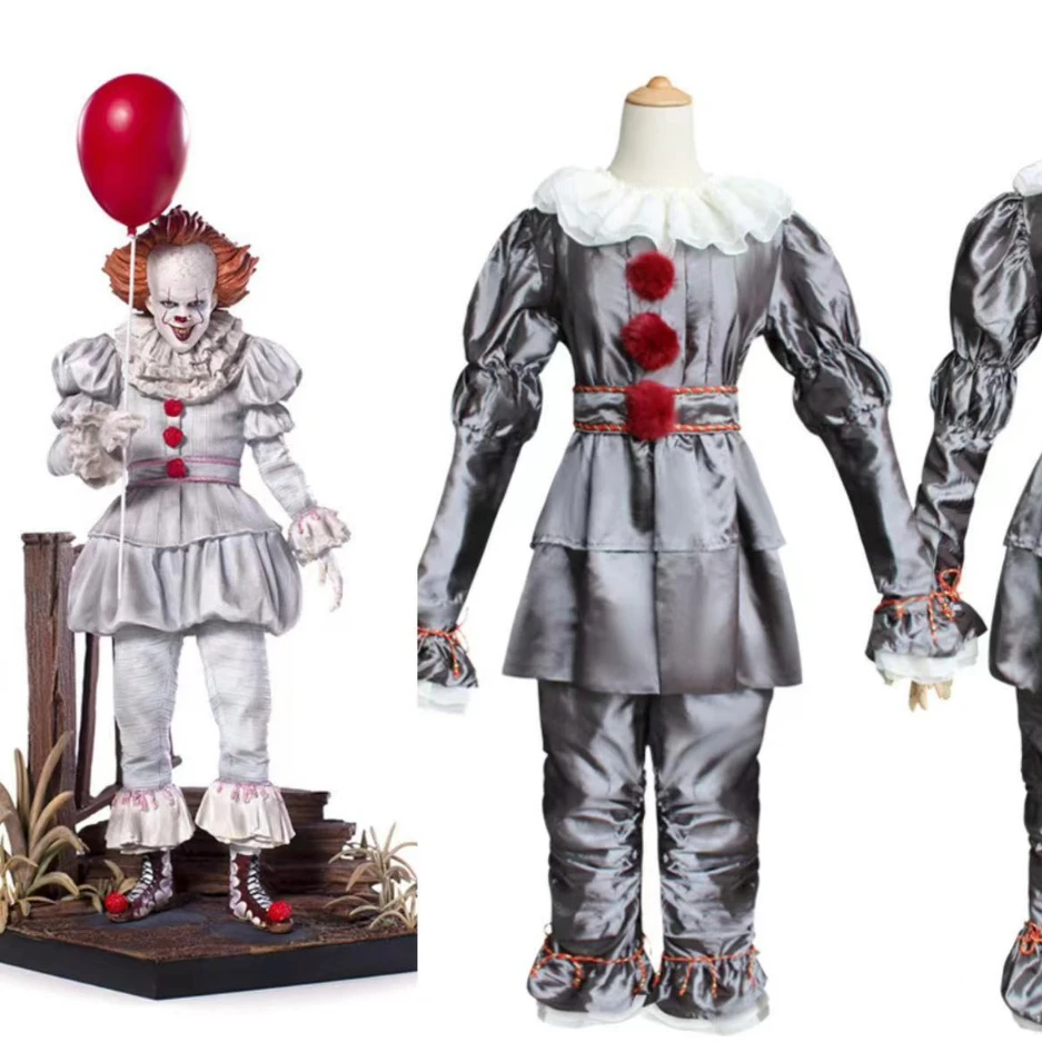 

Halloween Pennywise Costume Male It Clown with Penny Latex Mask Cosplay Clown Horror Suit Clothing