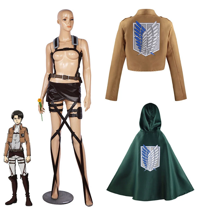 Anime Attack On Titan Mikasa Eren Jager Levi Ackerman Rivaille Cosplay Costume Coat Cloak Straps Full Set Shingeki No Kyojin Cosplay Costumes Aliexpress