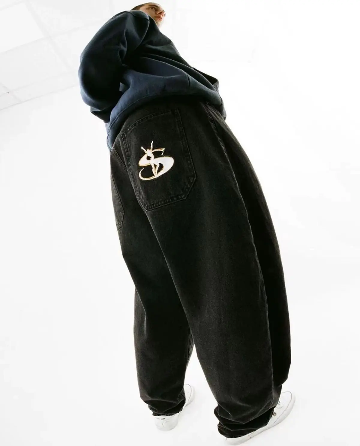 Description Picture 4 of itemY2k American street skateboard letter jeans hip-hop new trend men and women loose washed fashion mid-waist retro wide-leg pants