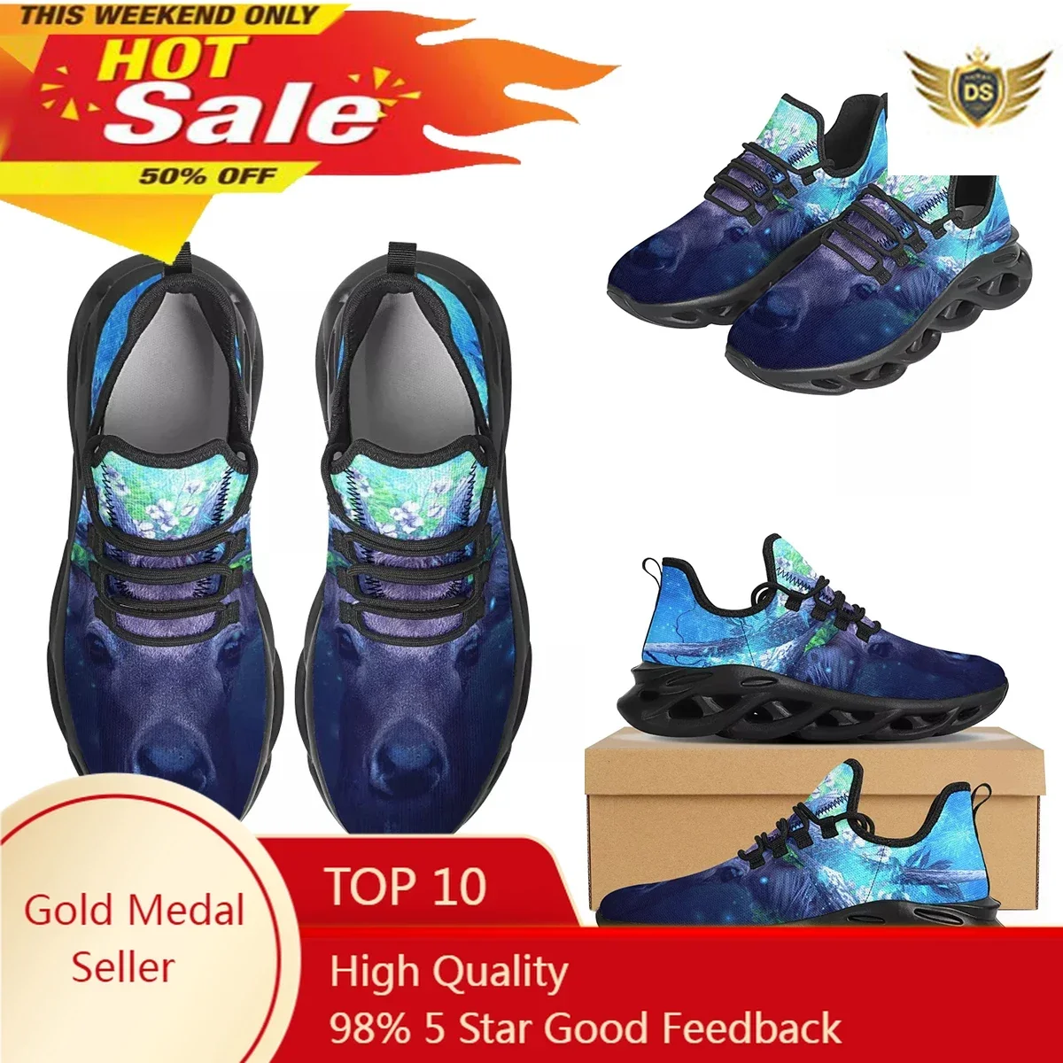 

Fashion Printing Cute Deer Men's Shoes Breathable Outdoor Workout Shoes New Professional Men's Walking Shoes