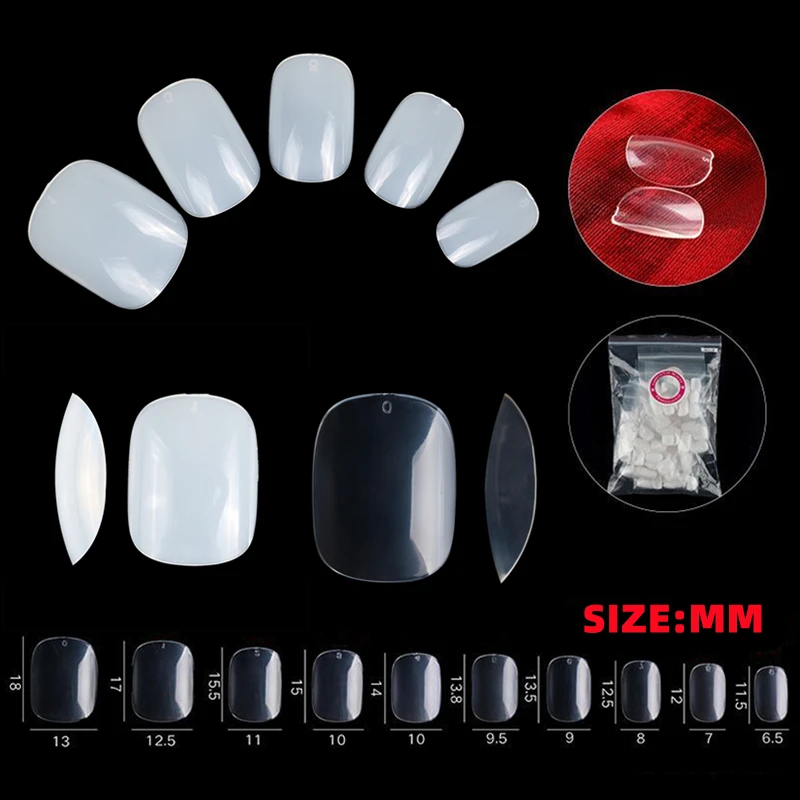 500 шт. полное покрытие короткие накладные ногти Squoval для дизайна ногтей тонкие