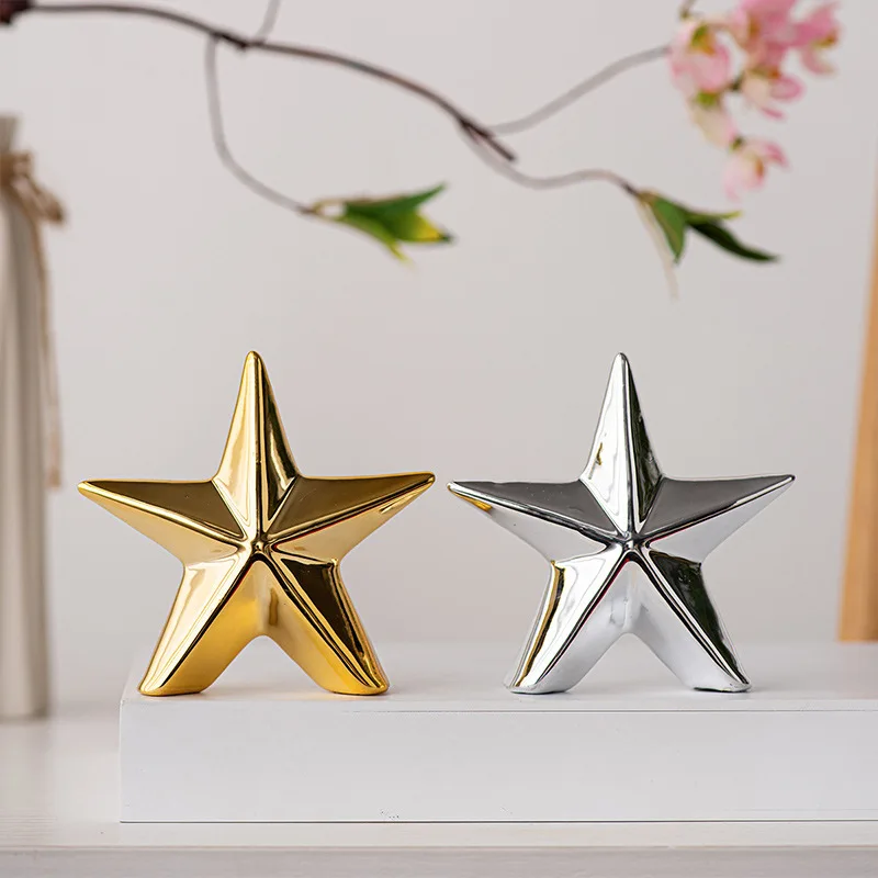 

European golden ceramic small crafts five-pointed star crafts ornaments creative handmade home decoration small ornaments