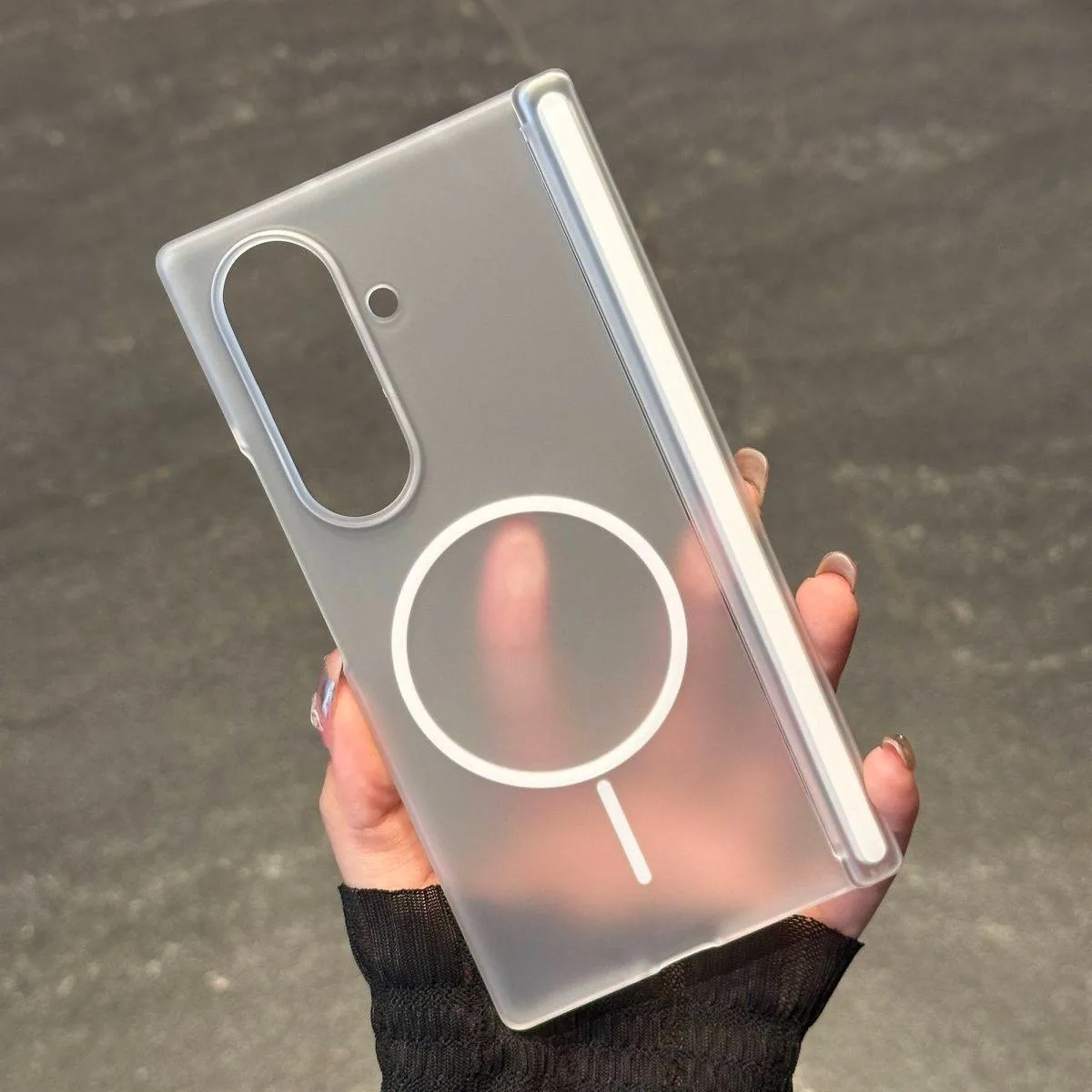 Matte Transparent Ultra Thin Magnetic Charging Case with Hinged Shockproof Cover