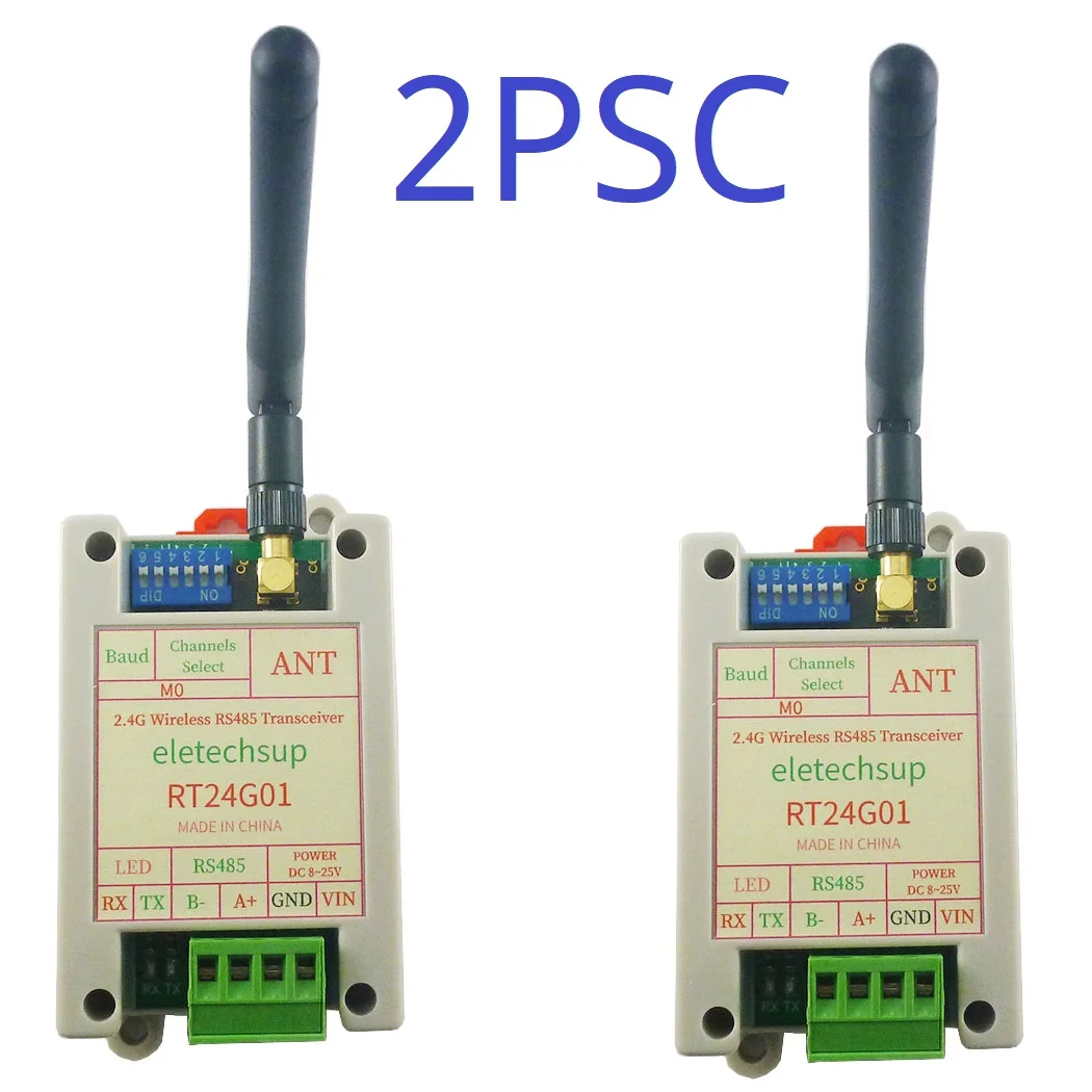 Módulo do Transceptor da Taxa de Dados do ar Modbus Rápido Rtu Interruptor do Mergulho do Trilho do Ruído 20 Din 2mbps 2.4g Faixa do Ism Rs485 dc 12v 24v Peças Peças