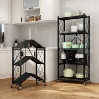 Support de rangement de cuisine sans Installation, chariot roulant polyvalent, support de four à micro-ondes, étagère de rangement pour comptoir 5