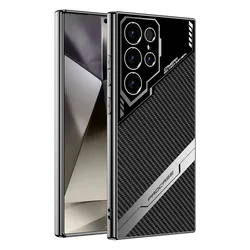 Premium Electroplated PU Leather Phone Case with Camera Protection - Galaxy S26 Ultra (Carbon fiber )