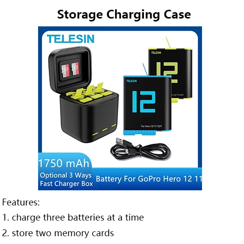 Description Picture 2 of itemTELESIN Power Bank for GoPro Hero 12 11 10 9 10000mAH with 20W PD Fast Charging Portable Battery Charger For Gopro Action Camera