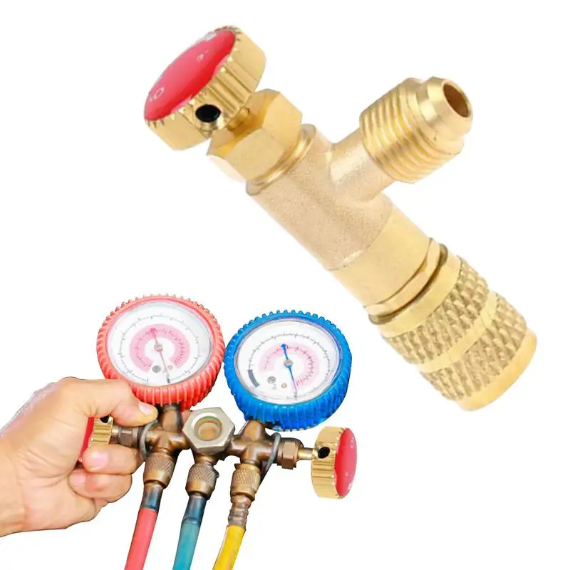 

Brass Filling Safety Flow Control Air Conditioner Filling Safety R410a R22 Refrigerant 1/4 Safety Adapter Air Conditioning Tool