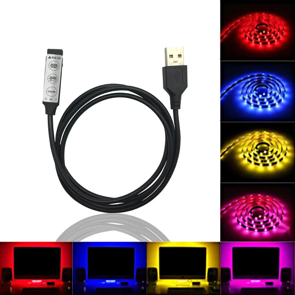 DC 5V USB RGB Control LED Light Strip 3K 17K 24K Wireless Remote Key Led Controller 144w High-power Dimmers Switch Discoloration