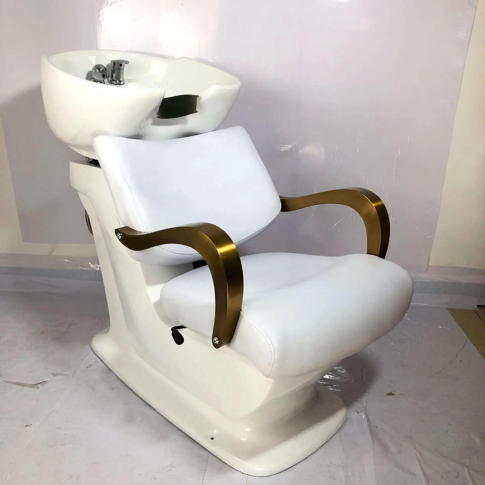 

Hair salon semi reclining shampoo bed, high-end hair salon ceramic basin dedicated shampoo bed