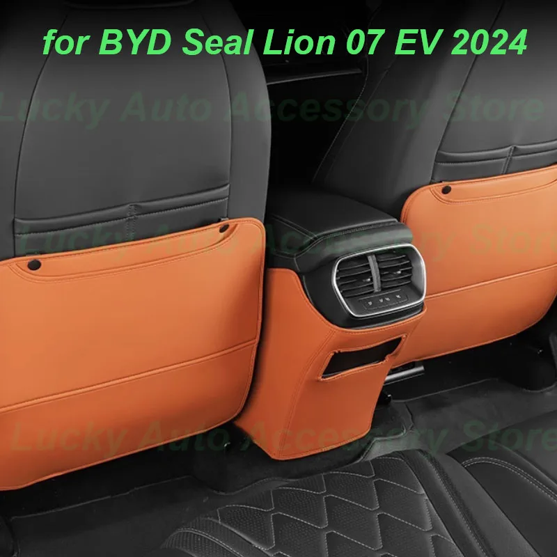 Car Rear Row Anti-kick Covers for BYD Sea Lion 07 EV Seat Back Kick Protector Dirt-proof Leather Interior Accessories