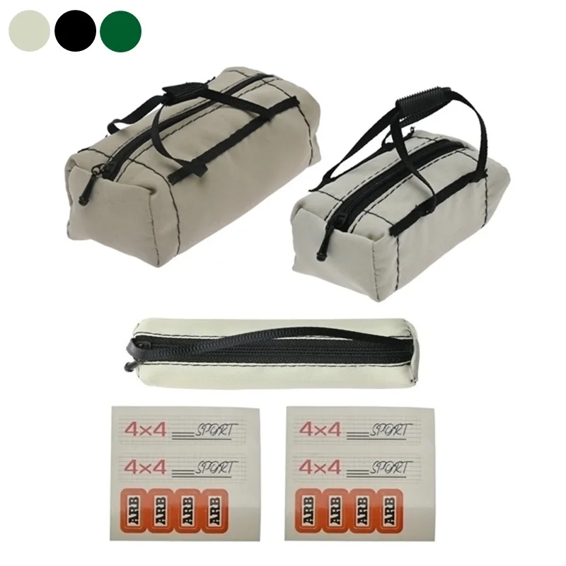 

3pcs Simulation Storage Bag Roof Bag Luggage Bag Handbag Decoration for 1/8 1/10 RC Crawler Car Axial SCX10 Traxxas TRX4 D90