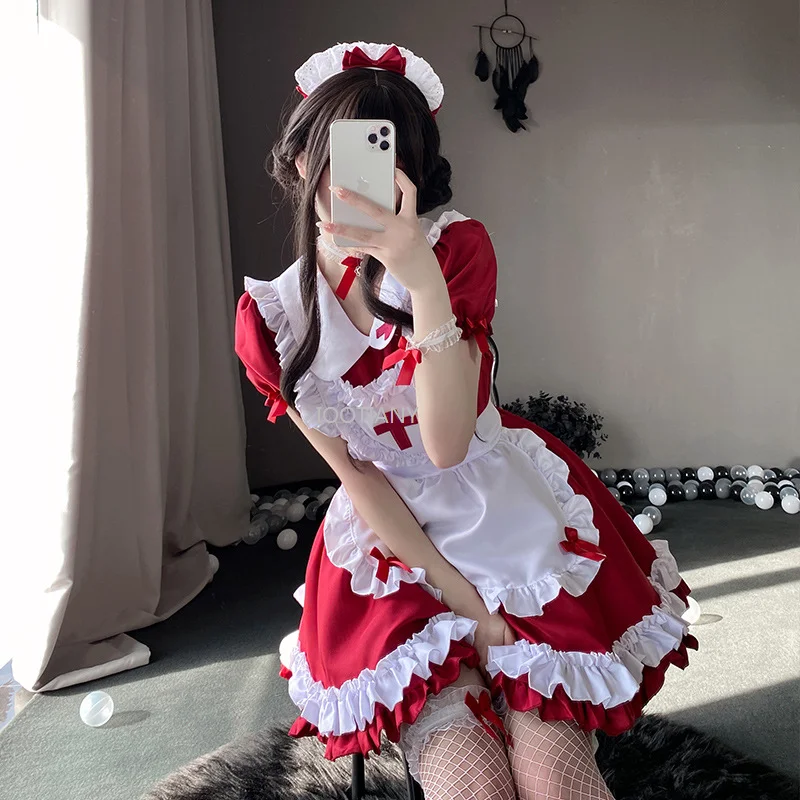 

Cute Soft Girl Japanese Lolita Maid Costume Cross Maid Cosplay Anime Costumes Halloween Carnival Party Stage Performance Outfits