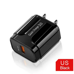 High - Speed 18W USB Charger with QC 3.0 Technology - US Plug Black