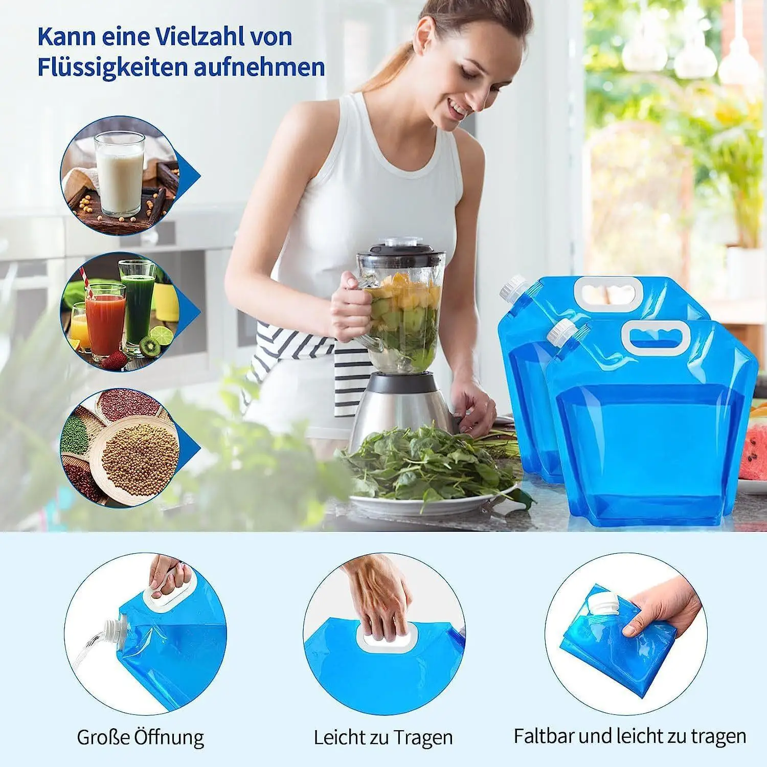 Secchio Pieghevole 10 Litri Blu - Per Casa, Campeggio E Trasporto Con Beccuccio - Foto 3