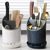 1 Pc Plastic Tableware Storage Rack Storage Chopsticks Knife Spoon Fork Drain Hole with Tray Household Drainage Rack 1