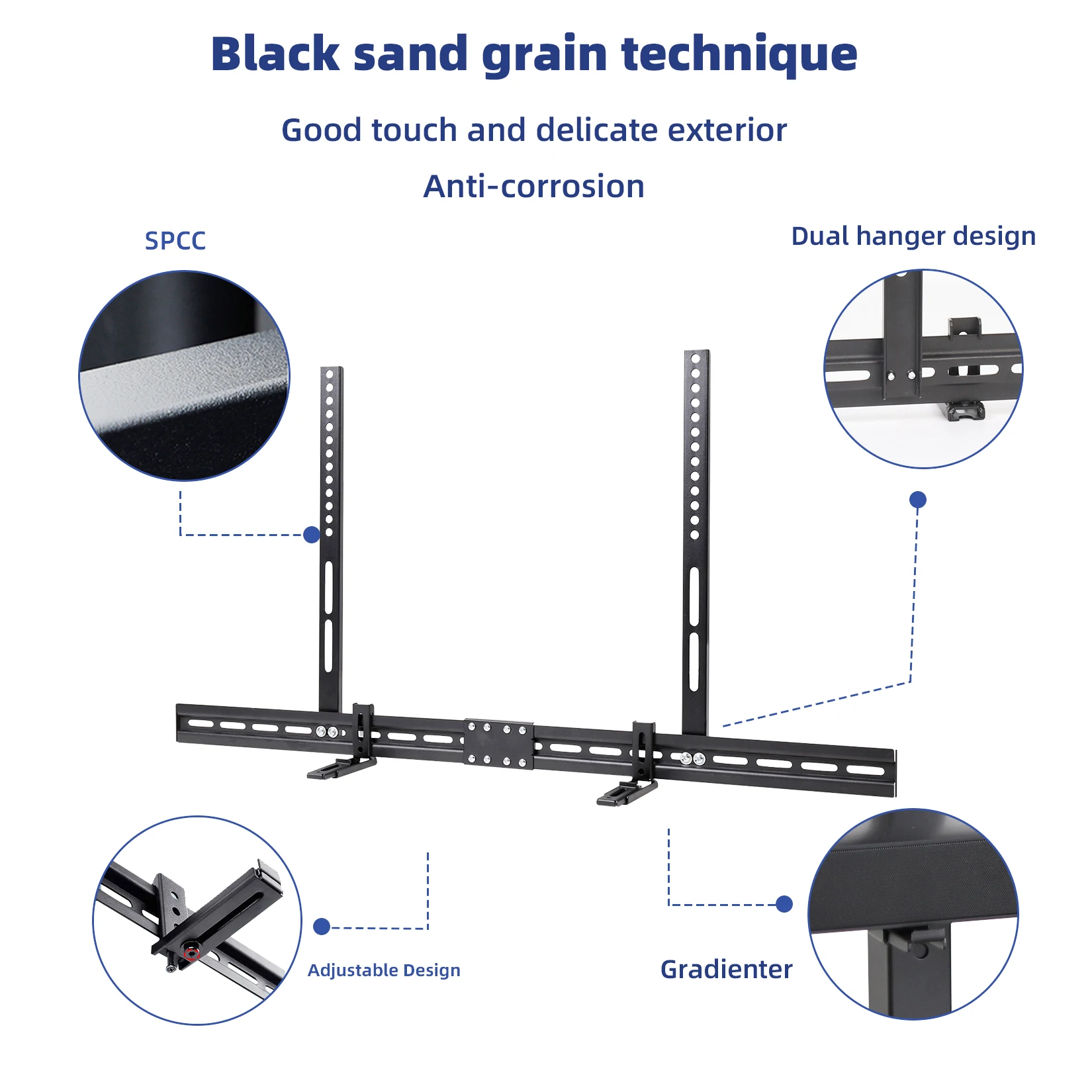 Supporto Universale Per Soundbar EZISE - Staffa Regolabile Per Montaggio Sotto O Sopra La TV, Fino A 10kg, Adatto A TV VESA Da 100x100 A 600x400