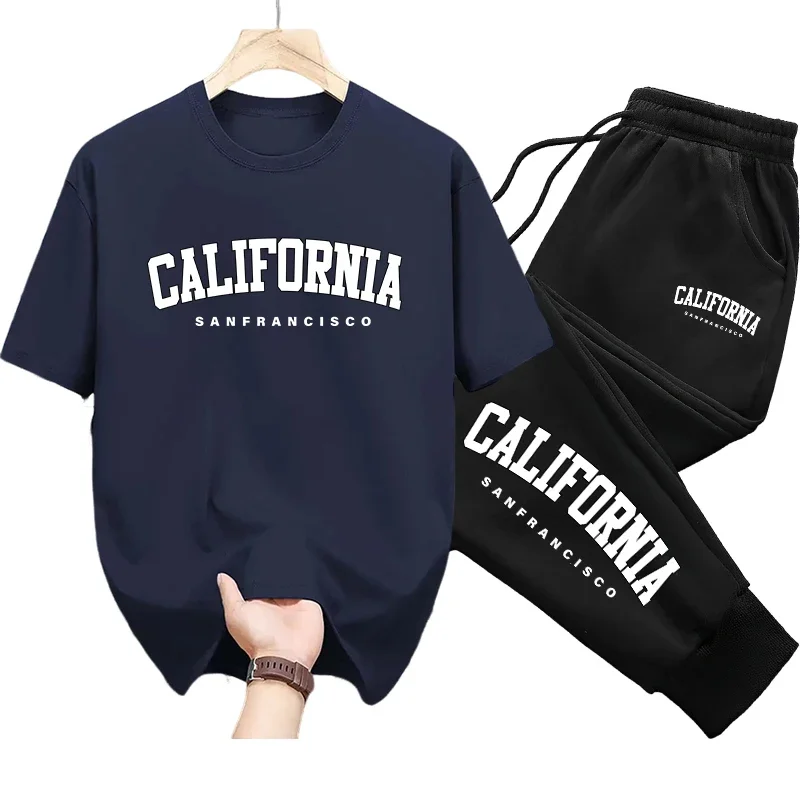 Cotton Tee and Sweatpants Set for Men