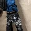 Y2k Street High Waist Gothic Skull Geometry Men Jeans American Retro Hip Hop Fashion Couple Straight Loose Pants 1