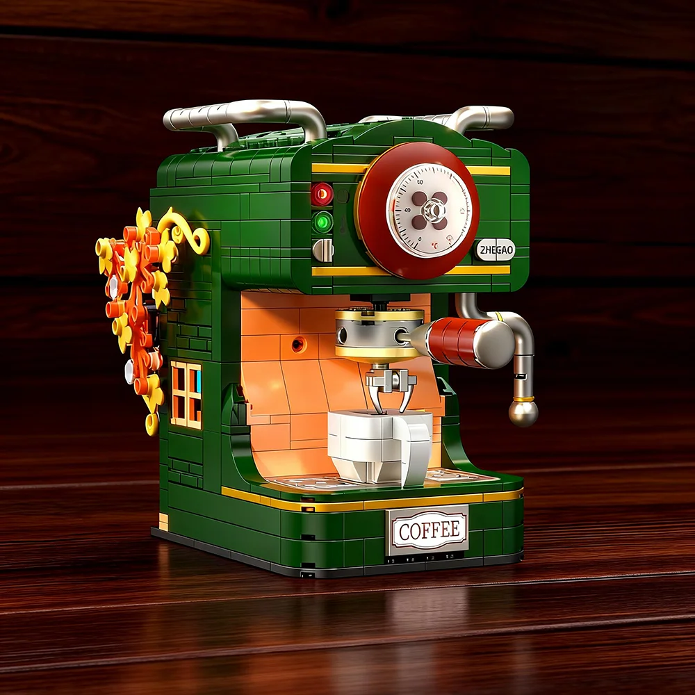 Vintage Bread & Coffee Machine Building Block Set - Creative Adult Simulation Toy, Unique Gift