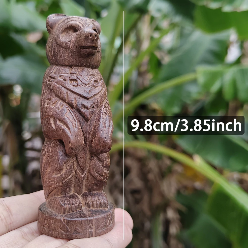 Hand-Carved Wooden Bear Totem Ornament: Tribal Artistry