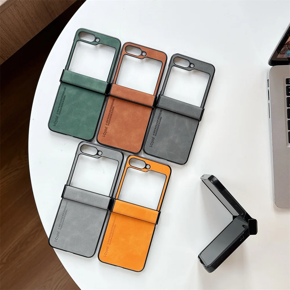 Premium PU Leather Flip Phone Case with Hinge Protection - Slim Matte Shockproof Cover