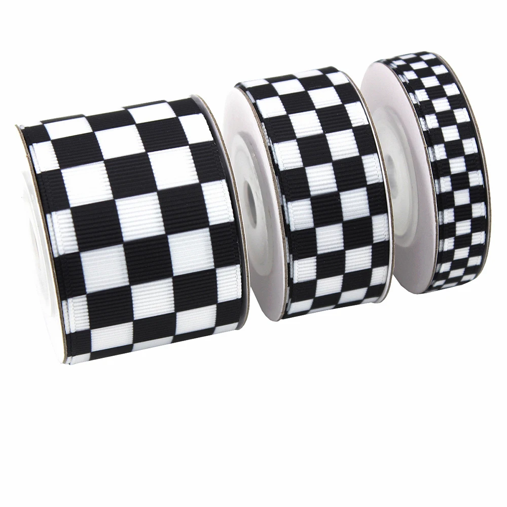 5Yards 10/22/38mm Black White Plaid Ribbon ribbon decoration ribbon supplies DIY Crafts Wrapping for Wedding Flower Handmade Bow Gift Box Packaging Party Decor