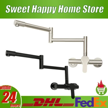 360 ° Rubinetto da cucina girevole a parete Miscelatore per lavello Rubinetto da cucina pieghevole in ottone caldo e freddo per case/ristoranti 1