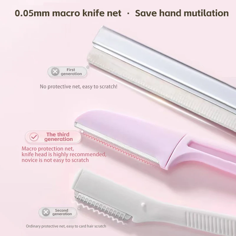 Eyebrow Trimmer 3PCS Portable Eyebrow Trimmer Safe Eyebrow Shaper Foldable Trimmer Razor Blade Razor Women's Makeup Tools