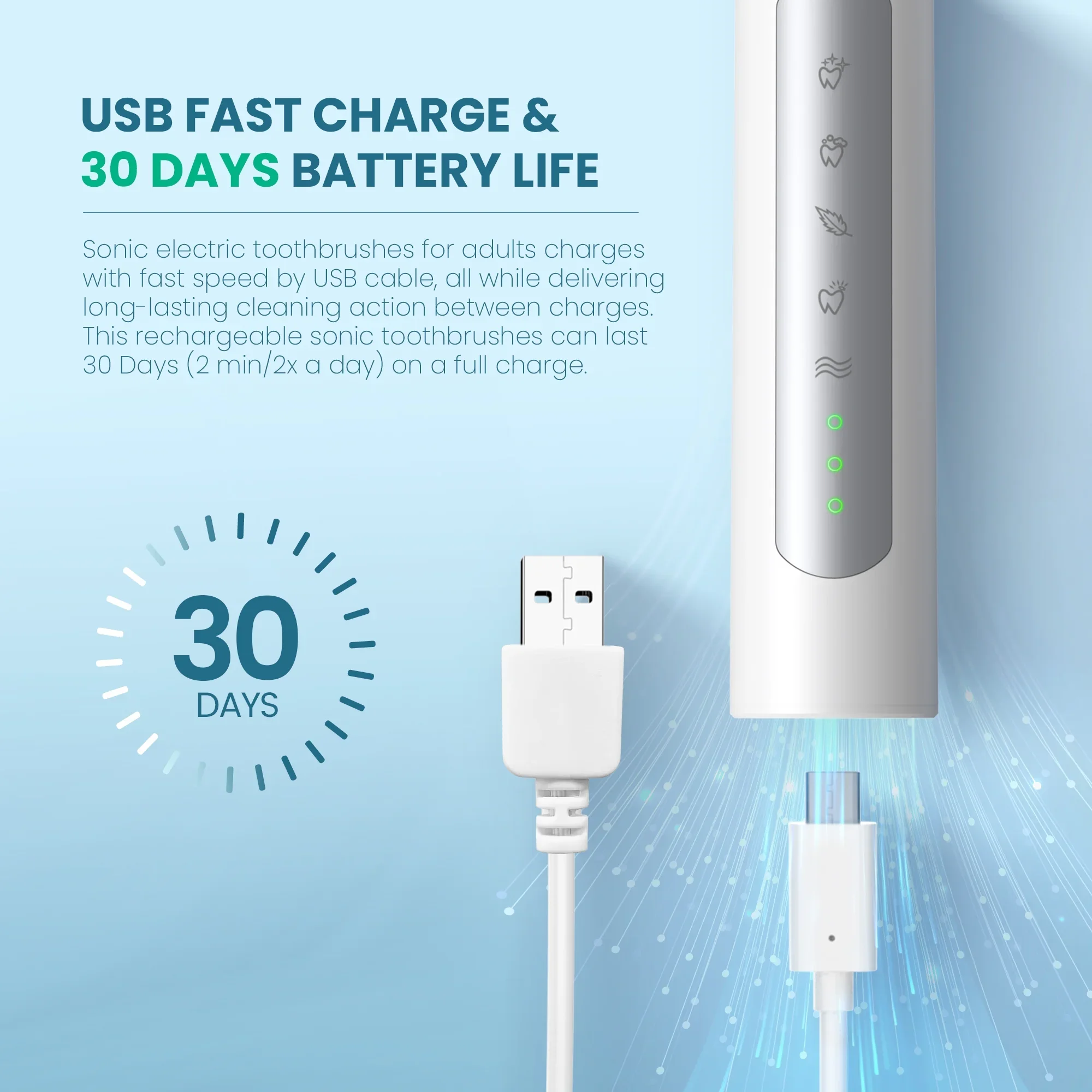 Sejoy Sonic Electric Toothbrush For Adults Tooth Deep Clean 10 Brush Heads Travel Case Built in Smart Timer Sonic Toothbrush 5