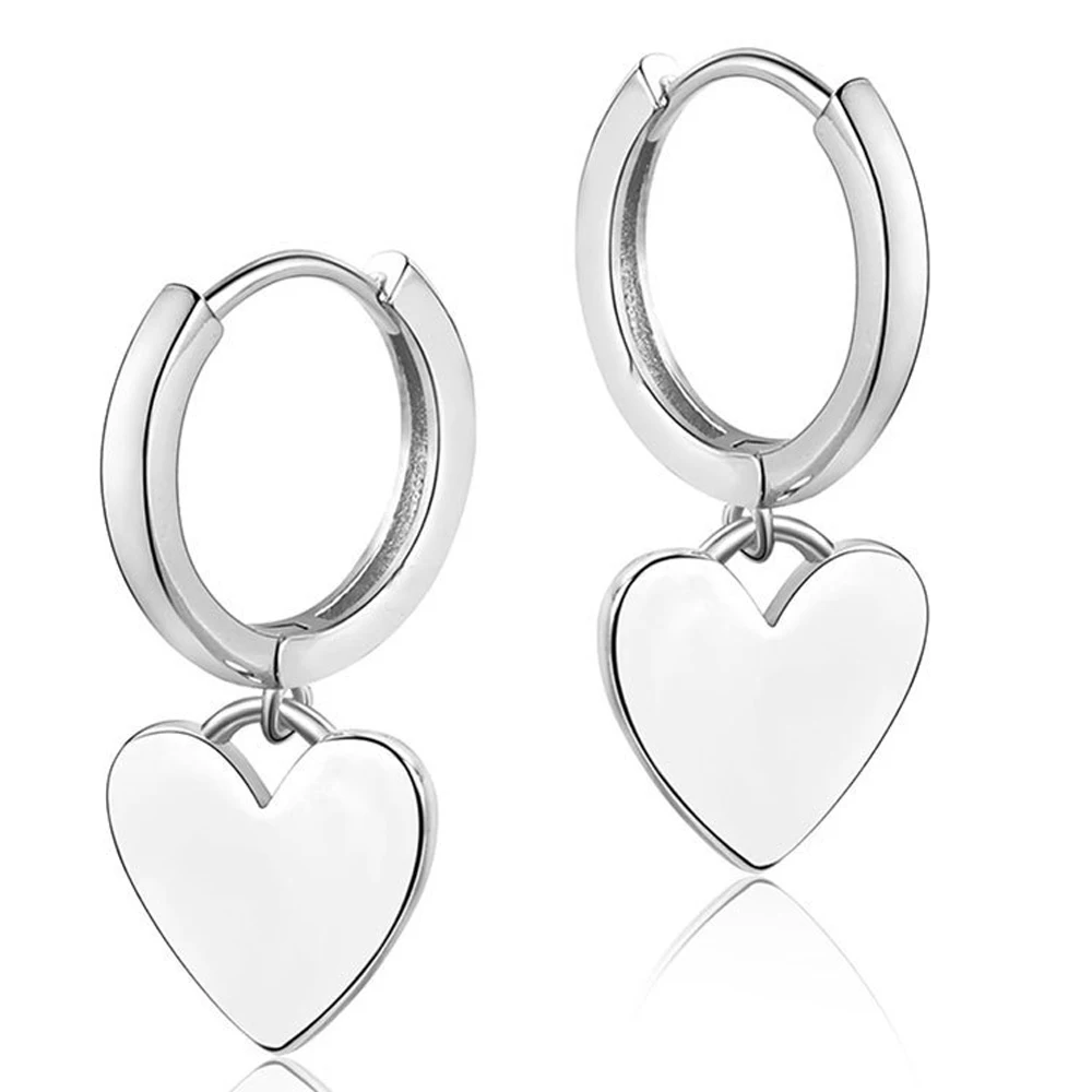 Herz-Ohrringe aus 925er-Sterlingsilber für Damen, silberne baumelnde Brisur-Ohrringe, hypoallergene Liebesherz-Ohrringe