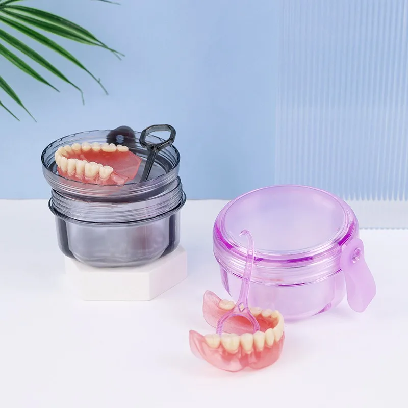 Portable Leakproof Denture Bath Case Organizer Soaking Cup for False Teeth Holder Pill Cases Empty Box